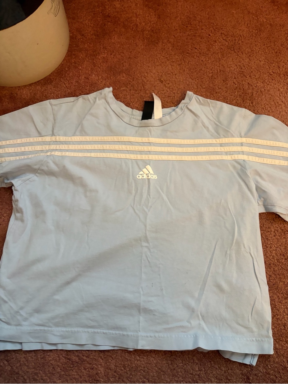 adidas Light Blue Short Sleeve Tee with White Stripes